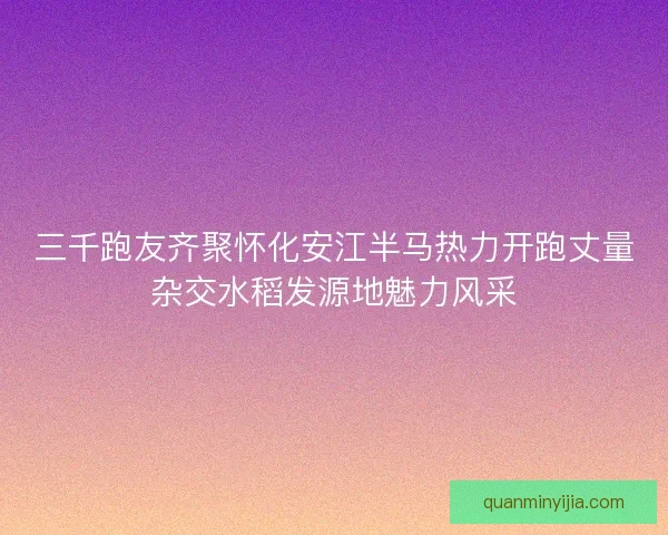 三千跑友齐聚怀化安江半马热力开跑丈量杂交水稻发源地魅力风采