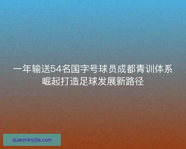 一年输送54名国字号球员成都青训体系崛起打造足球发展新路径 一年输送54名国字号球员成都青训体系崛起打造足球发展新路径